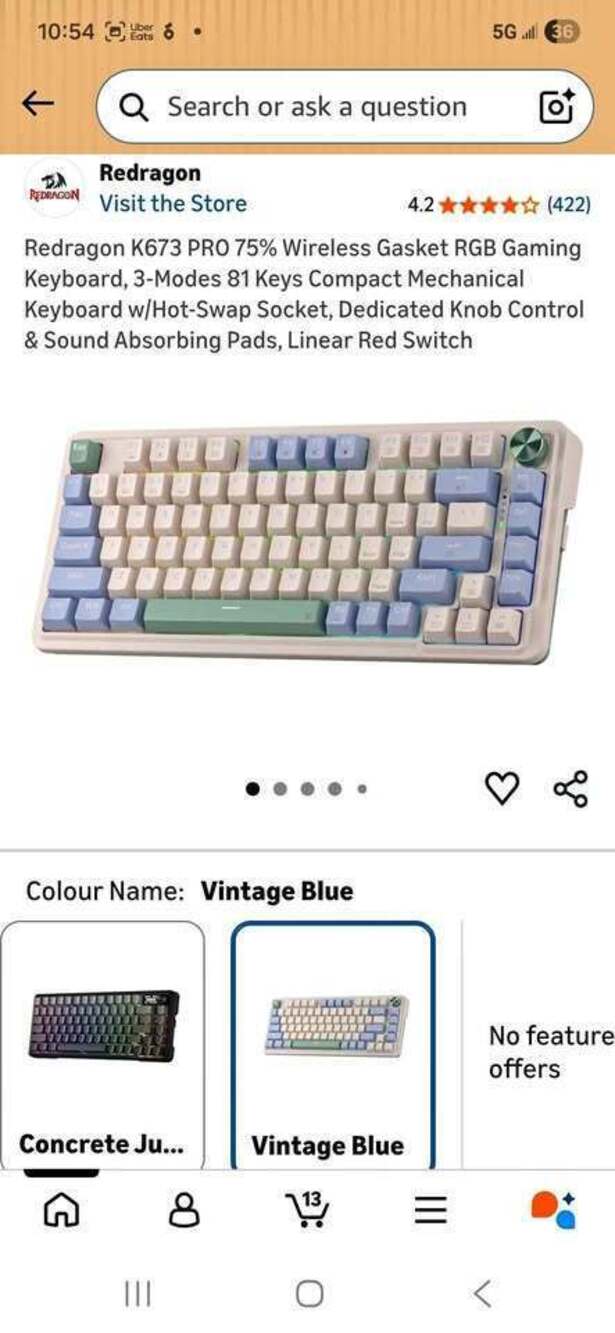 Redragon K673 PRO 75% Wireless Gasket RGB Gaming Keyboard, 3-Modes 81 Keys Compa
